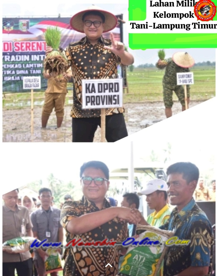 Ketua DPRD Provinsi Lampung Bersama FORKOPIMDA Hadiri Kegiatan Tanam Padi Bersama Di Way Jepara Lampung Timur