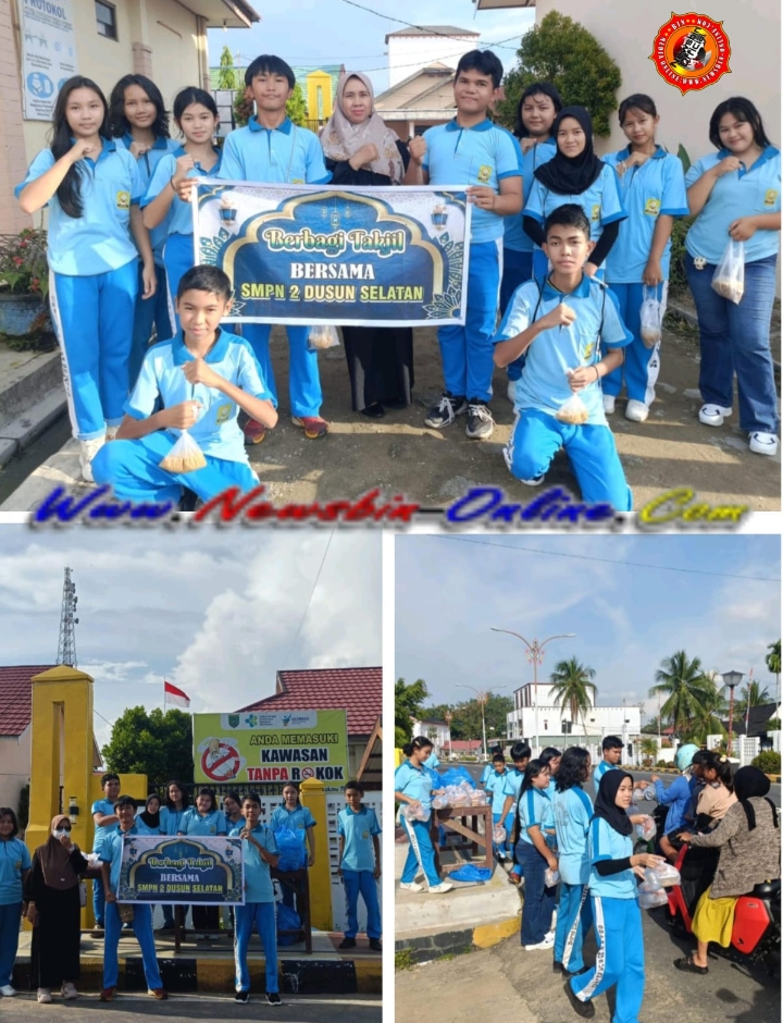 Semarak Ramadan 1447 H, OSIS bersama Rohis SMPN-2 Dusun Selatan Berbagi Takjil