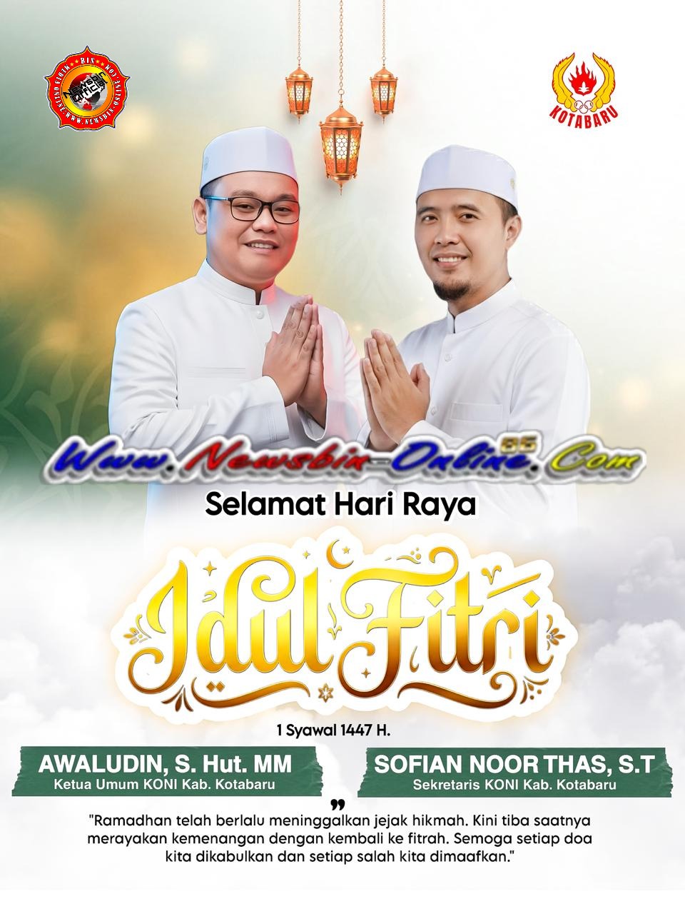 Jelang Lebaran, Ketua KONI Kotabaru Ucapkan Selamat Hari Raya Idulfitri 1447 H