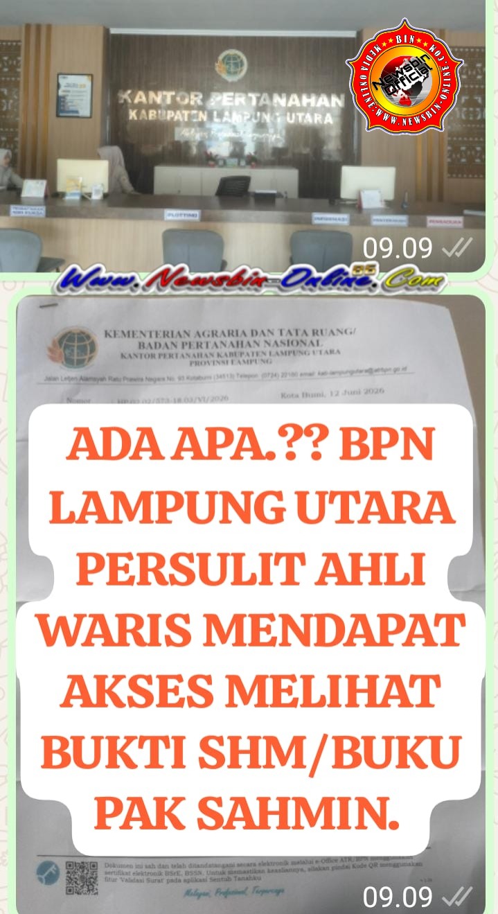 Ahli Waris Desak BPN Lamping Utara Buka Buku Tanah, Dan Tunjukan Sisa Sertifikat Induk, “Ada Apa Dengan Arsip Tanah Almarhum Sahmin?”
