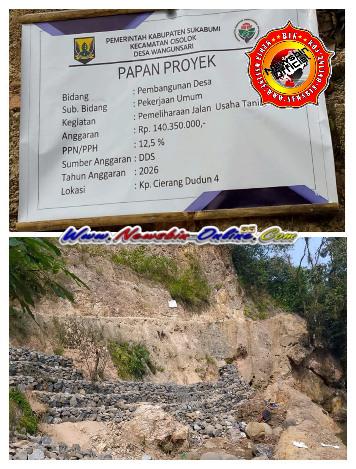 Pada Proyek Tanggul Banjir Bangun Bronjong Di Kampung Ciherang, Dusun 4, Sekdes Eris Pastikan Pekerjaan Berkualitas, Dan Transparan