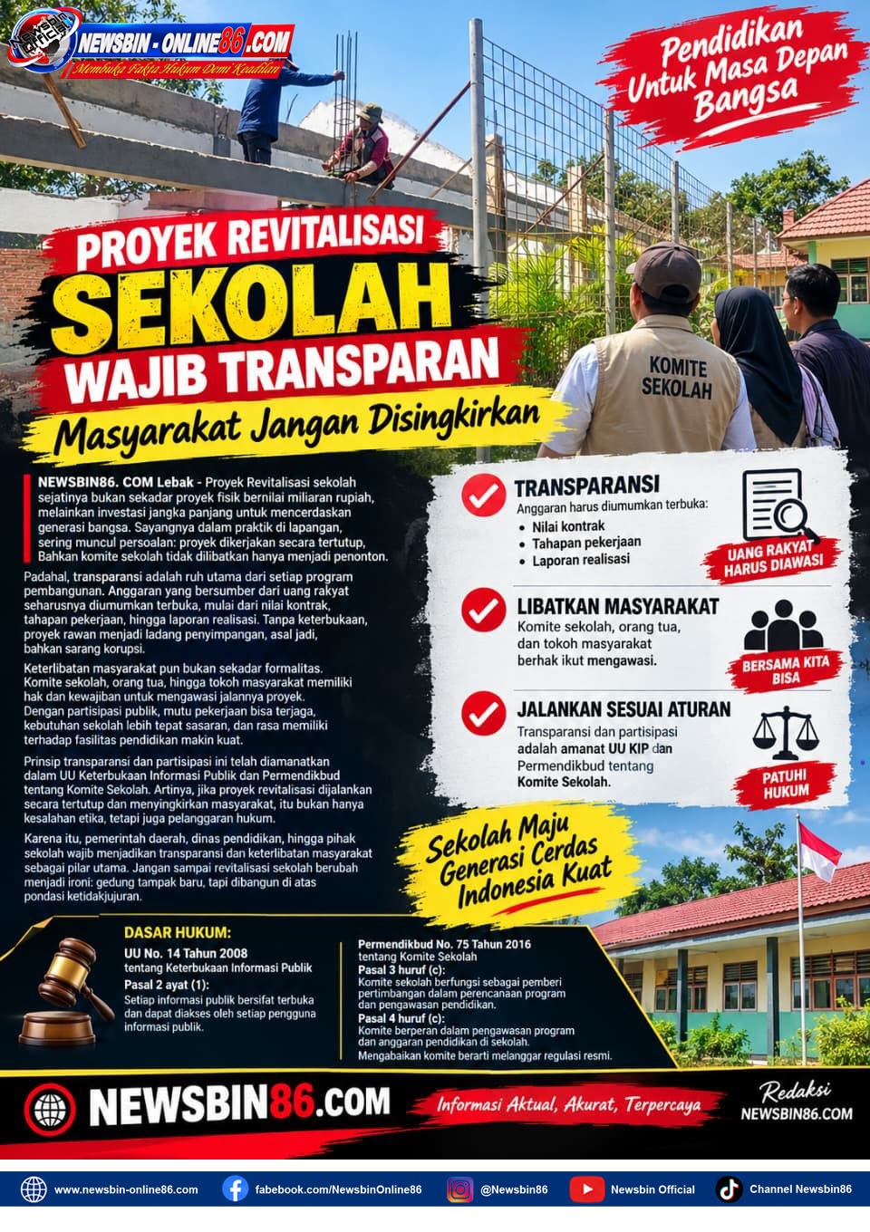 Proyek Revitalisasi Sekolah Wajib Transparan Masyarakat Jangan Disingkirkan Atau Dijadikan Penonton