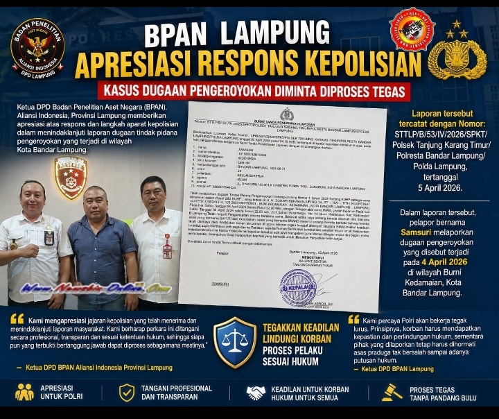 BPAN Lampung Apresiasi Respons Kepolisian Kasus Dugaan Pengeroyokan Diminta Diproses Tegas