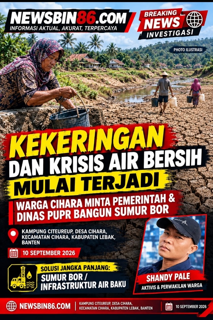 Kekeringan Atau Krisis Air Bersih Mulai Terjadi, Warga Cihara Meminta Pemerintah, Dan Dinas PUPR Bangun Sumur Bor
