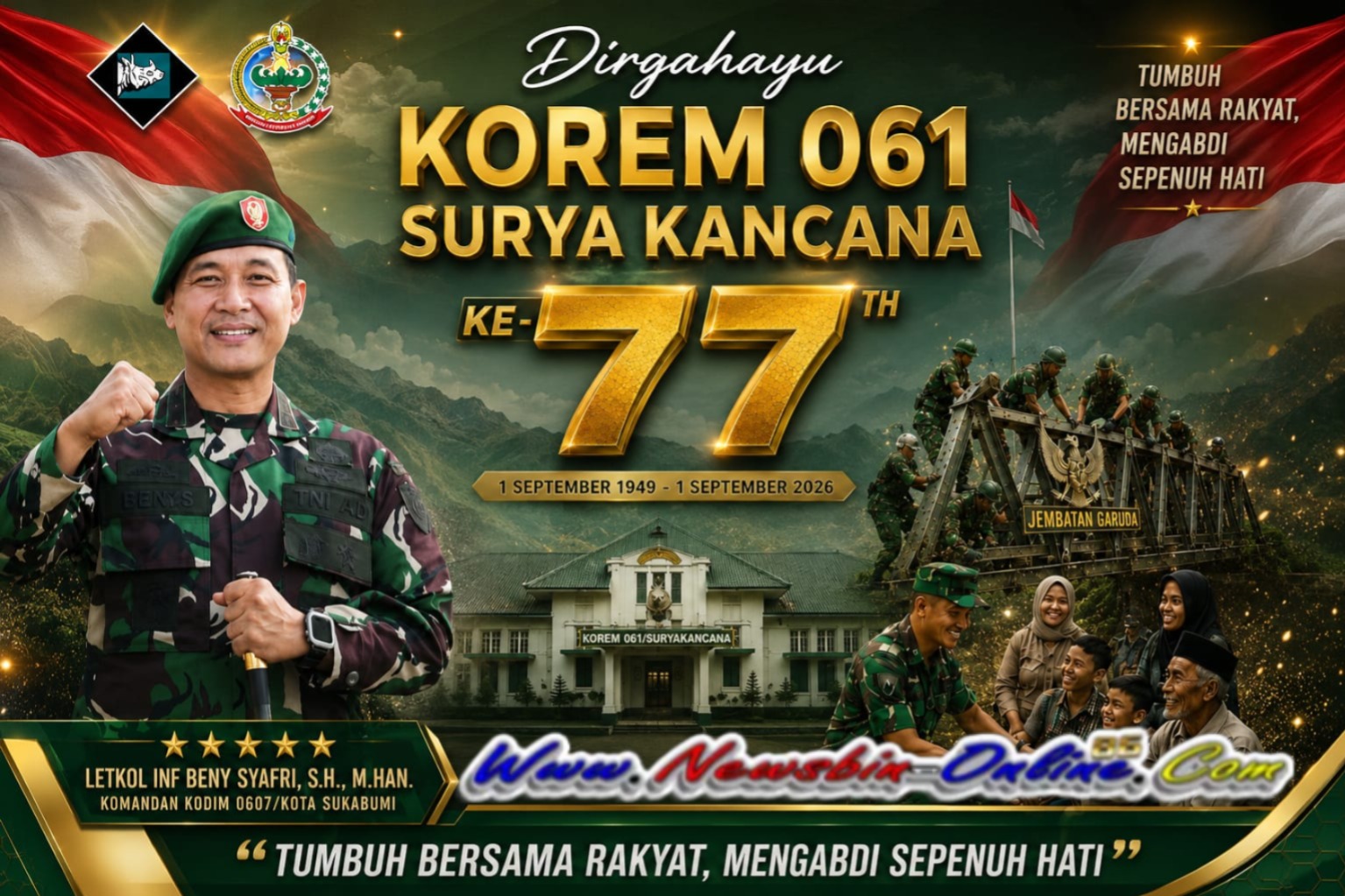 Pada HUT Ke-77 Korem 061/Suryakancana, Kodim 0607/Kota Sukabumi Sampaikan, “Teguhkan Semangat Mengabdi Bersama Rakyat..!!!”