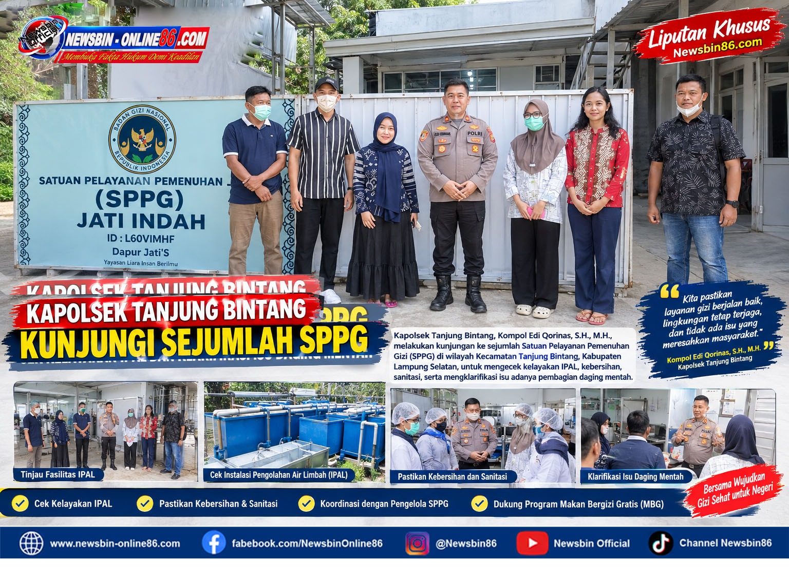 Kapolsek Tanjung Bintang Kunjungi Sejumlah SPPG, Cek Kelayakan IPAL, Diwilayah Kecamatan Tanjung Bintang