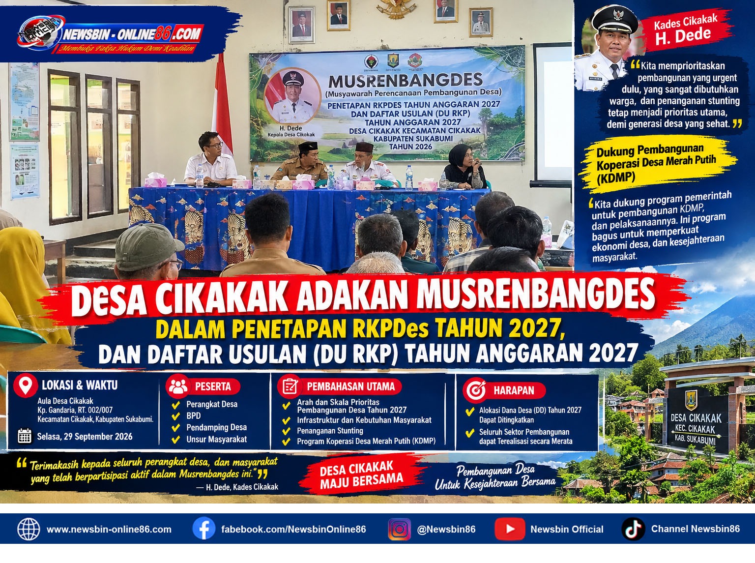 Desa Cikakak Adakan Musrembangdes, Dalam Penetapan RKPDES Tahun 2027, Dan Daptar Usulan (DU RKP) Tahun Anggaran 2027