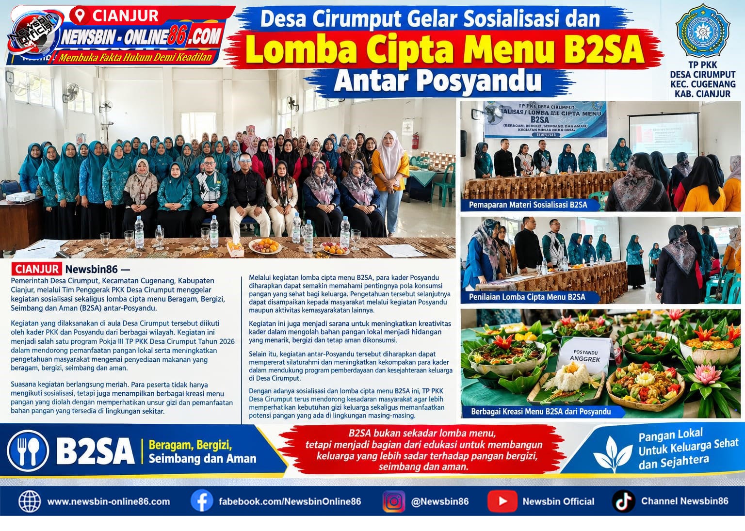 Desa Cirumput Melalaui PKK Adakan Sosialisasi, Dan Lomba Cipta Menu B2SA Antar Posyandu