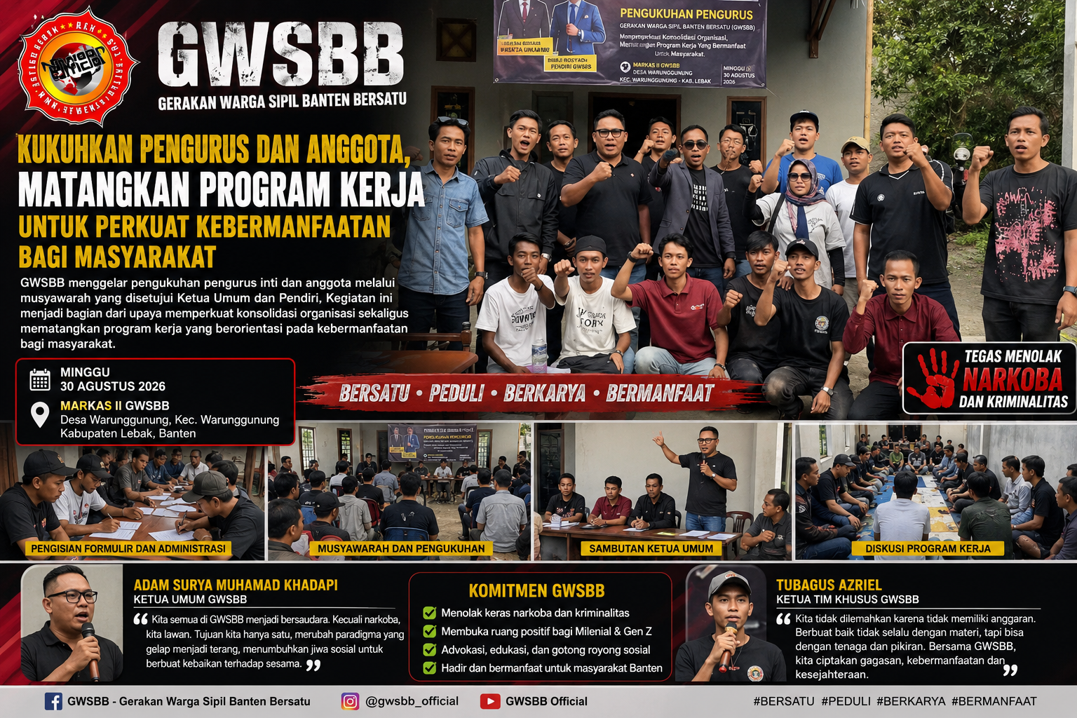 GWSBB Kukuhkan Pengurus, Dan Anggota, Matangkan Program Kerja Untuk Perkuat Kebermanfaatan Bagi Masyarakat
