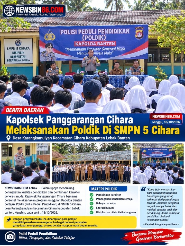 Kapolsek Panggarangan-Cihara Melaksanakan Poldik Di SMPN 5 Cihara