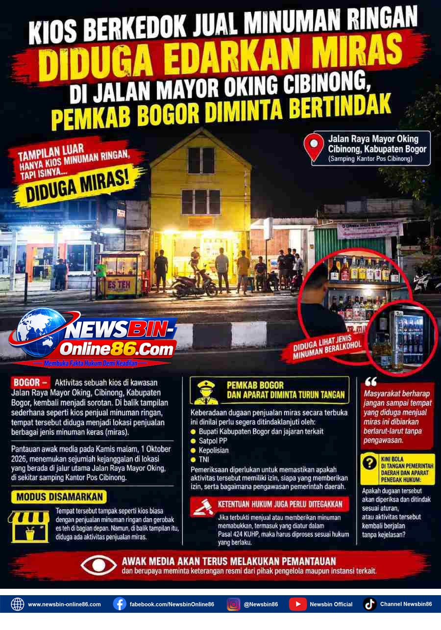 Kios Berkedok Jual Minuman Ringan Diduga Edarkan Miras Dijalan Mayor Oking Cibinong, Pemkab Bogor Diminta Bertindak