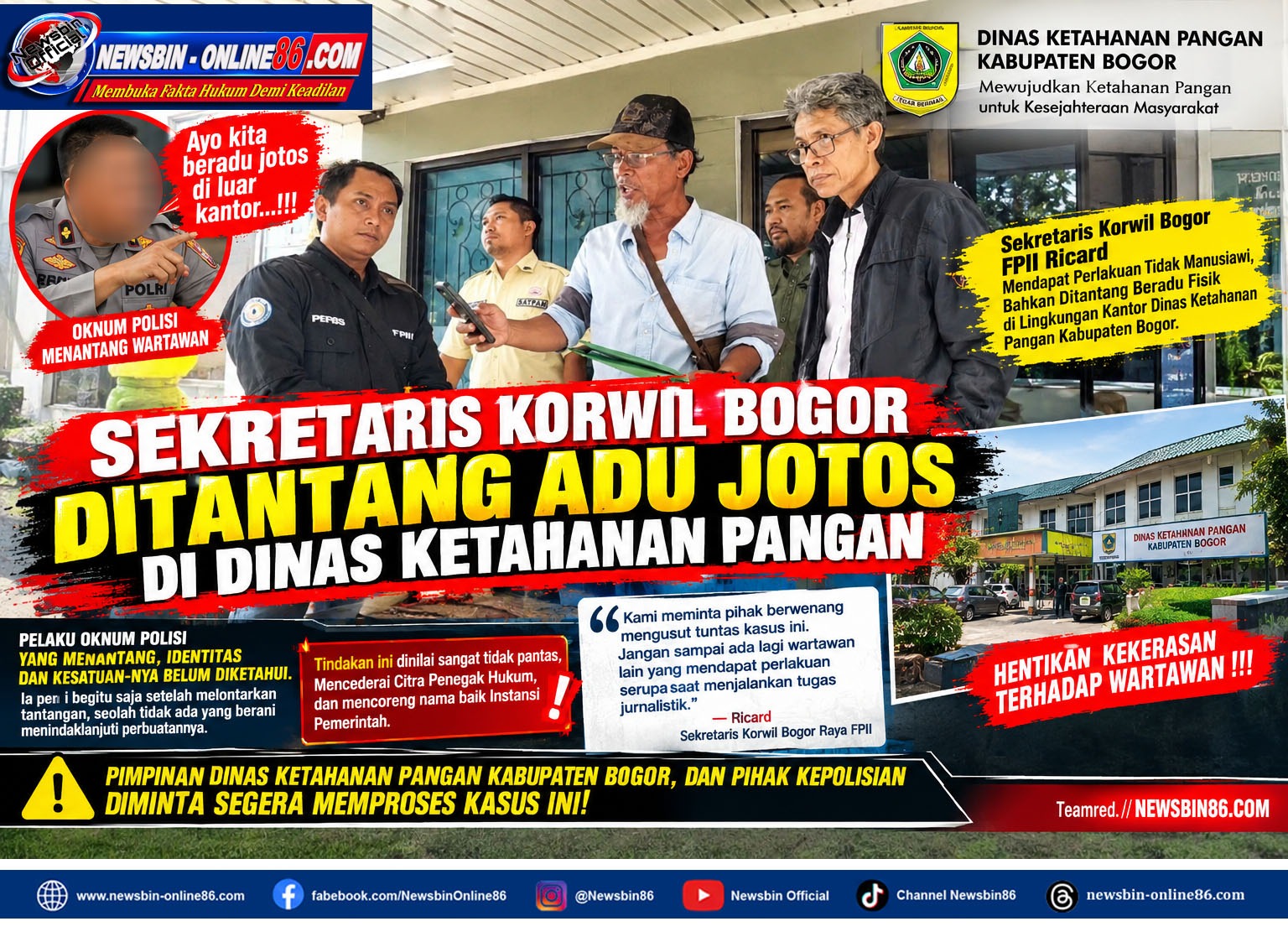 Sekretaris Korwil Bogor Ditantang Adu Jotos Di Dinas Ketahanan Pangan