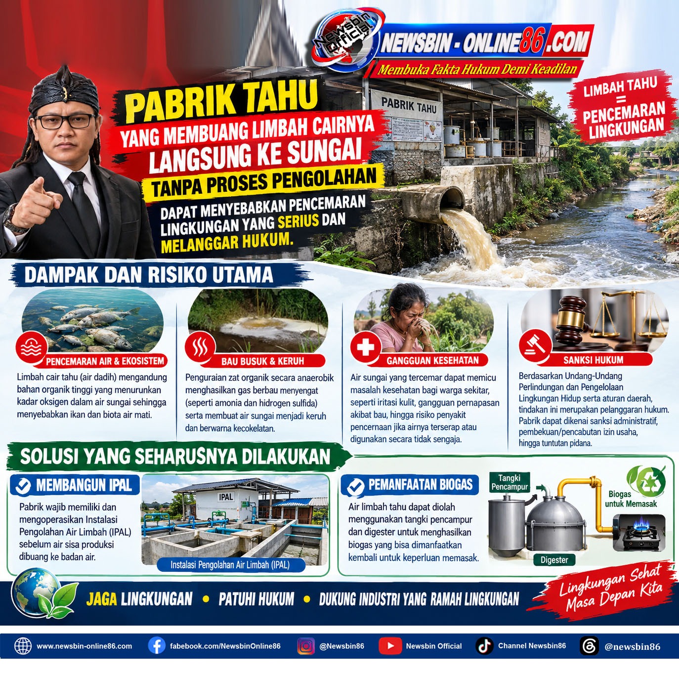 Pabrik Tahu Buang Limbah Cair Langsung Ke Sungai, Berpotensi Cemari Lingkungan, Dan Langgar Ketentuan