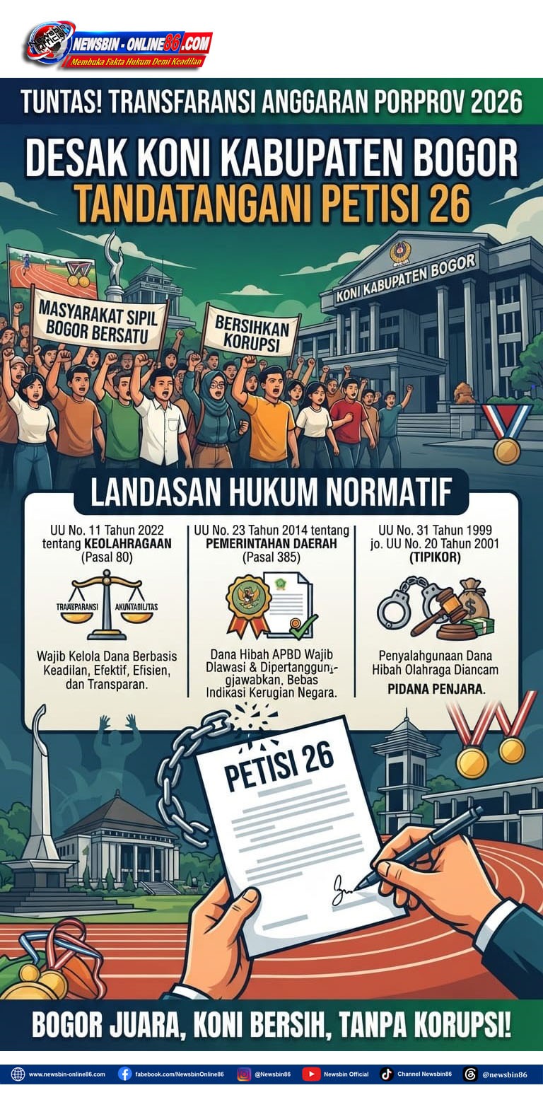 Soroti Maraknya Korupsi Di Kabupaten Bogor, Gerakan Masyarakat Sipil Bogor Bersatu (PETISI 26) Desak KONI Tandatangani Petisi 26 Demi Transparansi Anggaran Porprov 2026
