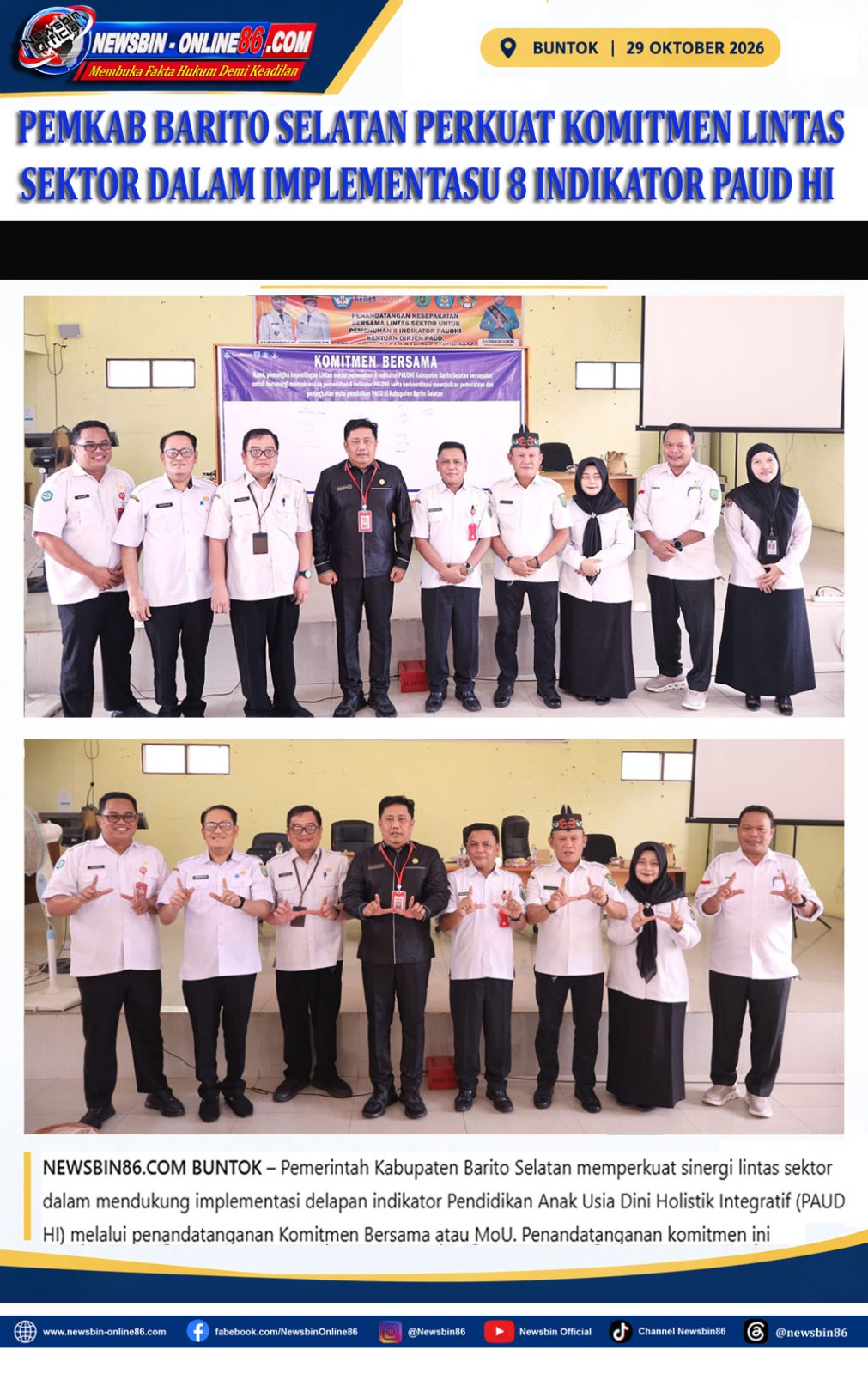 Pemkab Barito Selatan Perkuat Komitmen Lintas Sektor Dalam Implementasi 8 Indikator PAUD HI
